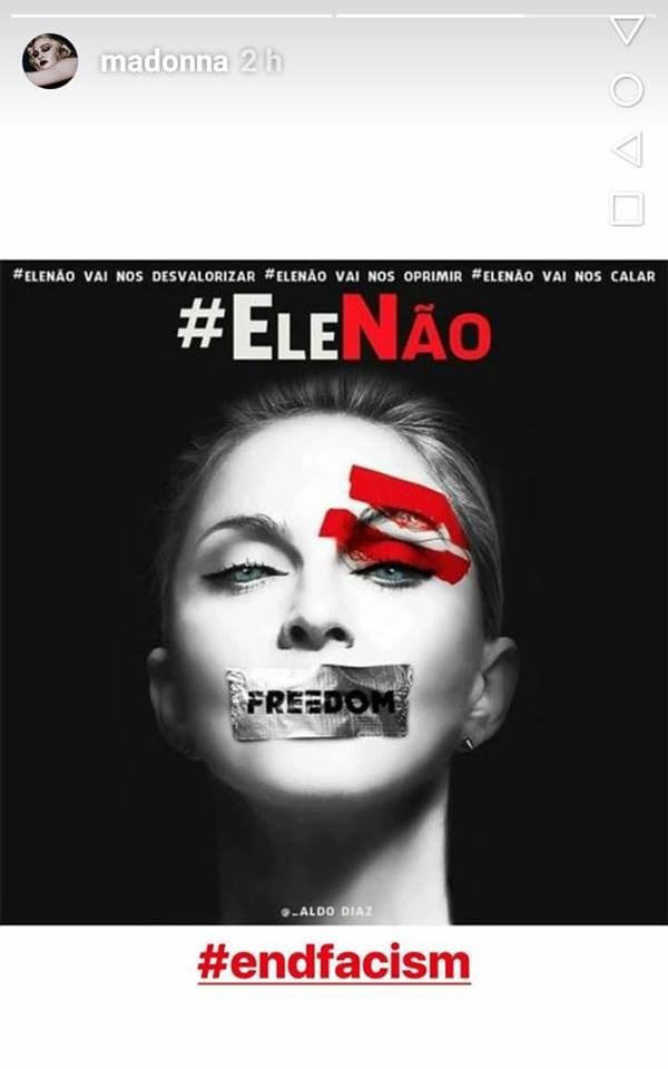 Madonna's Instagram post in solidarity with the #EleNão movement